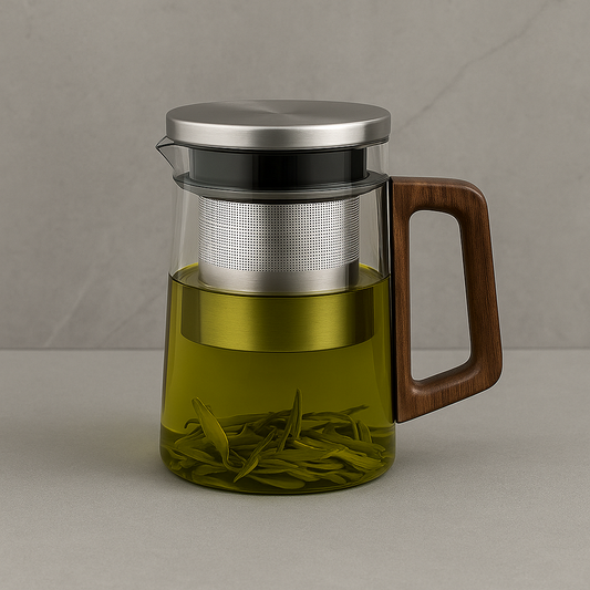 Modern Glass Teapot with Wooden Handle