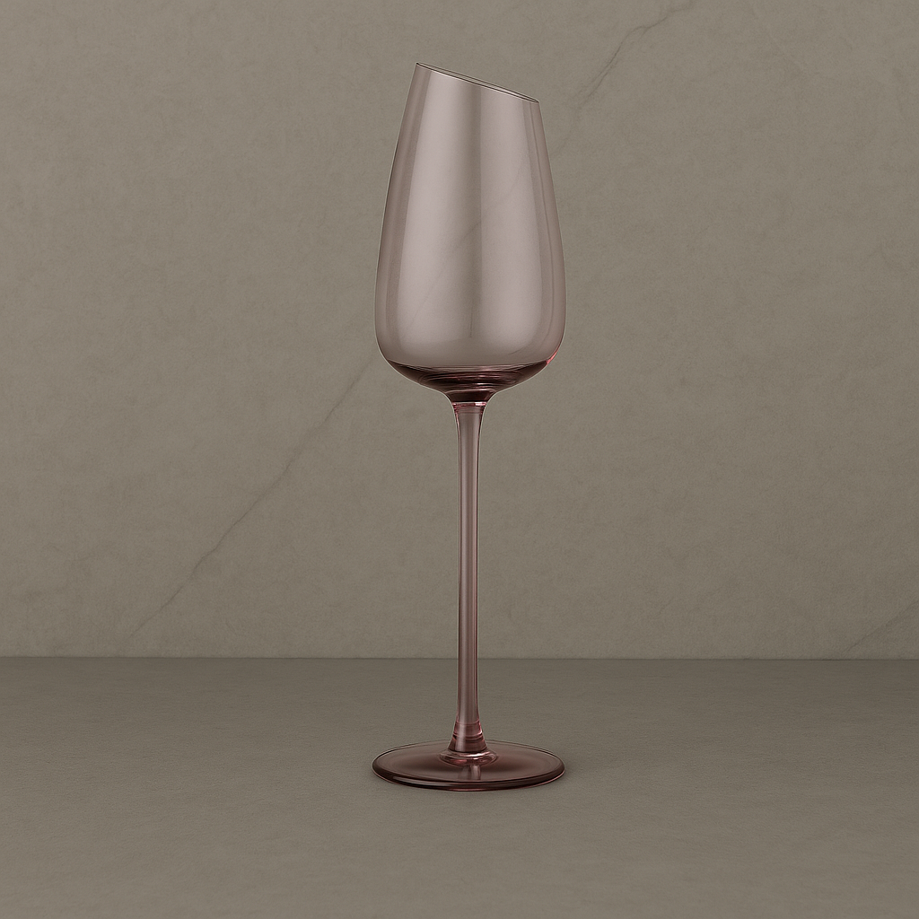Slanted Rose Wine Glass